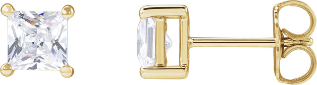 14K Gold Square Lab-Grown Diamond Stud Earrings - Yellow Gold