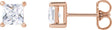 14K Gold Square Lab-Grown Diamond Stud Earrings - Rose Gold