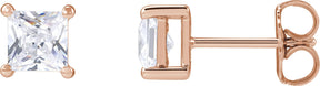 14K Gold Square Lab-Grown Diamond Stud Earrings - Rose Gold