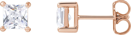 14K Gold Square Lab-Grown Diamond Stud Earrings - Rose Gold