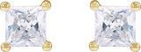 14K Gold Square Lab-Grown Diamond Stud Earrings - Yellow Gold - view 2