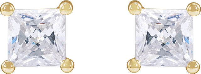 14K Gold Square Lab-Grown Diamond Stud Earrings - Yellow Gold - view 2