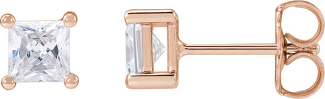 14K Gold Square Lab-Grown Diamond Stud Earrings - Rose Gold