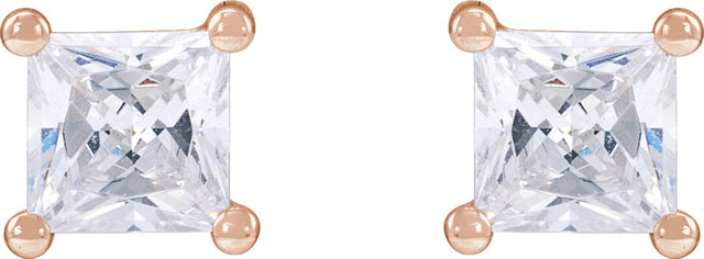 14K Gold Square Lab-Grown Diamond Stud Earrings - Rose Gold - view 2