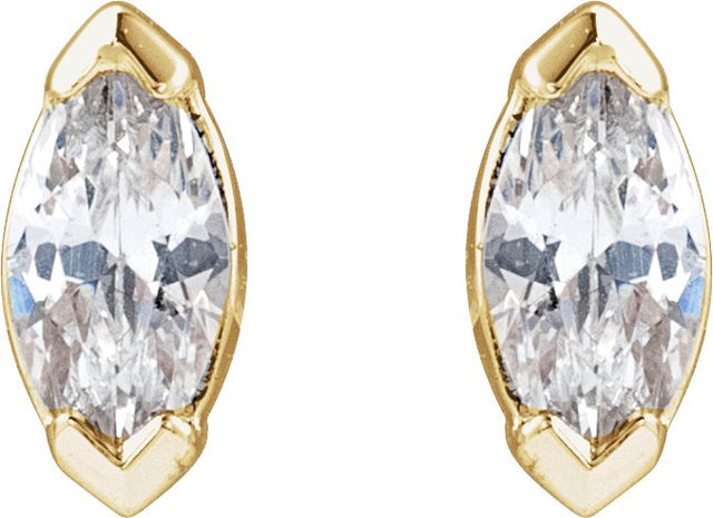 14K Gold Marquise Lab-Grown Diamond Stud Earrings - Yellow Gold - view 2