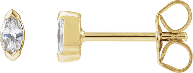 14K Gold Marquise Lab-Grown Diamond Stud Earrings - Yellow Gold
