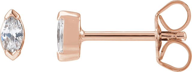 14K Gold Marquise Lab-Grown Diamond Stud Earrings - Rose Gold