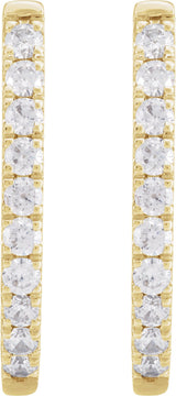 14K Gold Round Lab-Grown Diamond Accented U-Hoop Earrings – 13x12.33mm - Yellow Gold - view 5