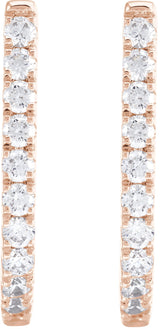 14K Gold Round Lab-Grown Diamond Accented U-Hoop Earrings – 13x12.33mm - Rose Gold - view 5