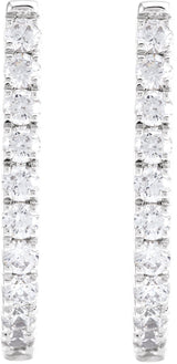 14K Gold Round Lab-Grown Diamond Accented U-Hoop Earrings – 13x12.33mm - White Gold - view 5