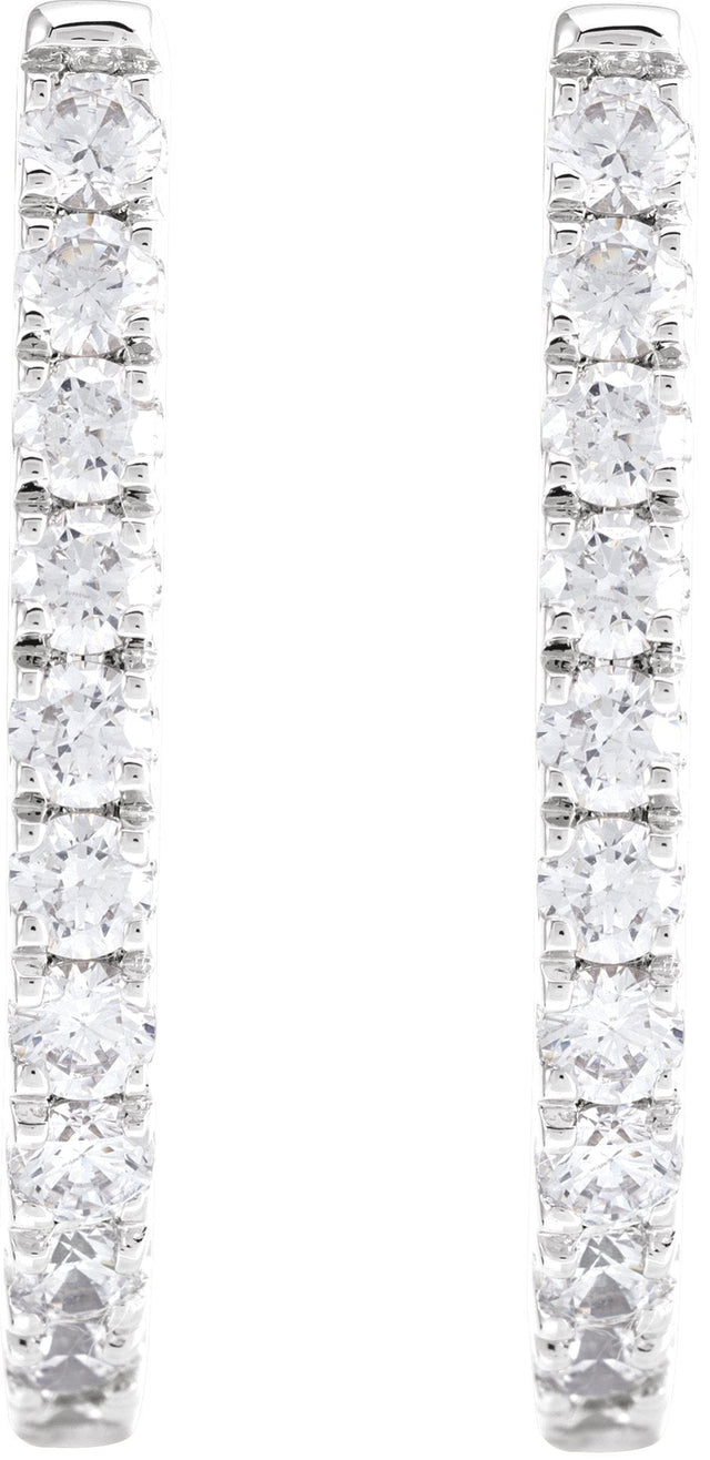 14K Gold Round Lab-Grown Diamond Accented U-Hoop Earrings – 13x12.33mm - White Gold - view 5