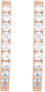 14K Gold Round Lab-Grown Diamond Accented U-Hoop Earrings – 13x12.33mm - Rose Gold - view 5