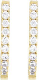 14K Gold Round Lab-Grown Diamond Accented U-Hoop Earrings – 13x12.33mm - Yellow Gold - view 5