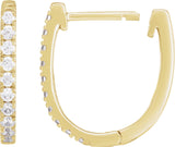 14K Gold Round Lab-Grown Diamond Accented U-Hoop Earrings – 13x12.33mm - Yellow Gold - view 6
