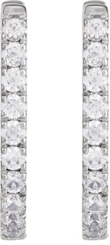 14K Gold Round Lab-Grown Diamond Accented U-Hoop Earrings – 13x12.33mm - White Gold - view 5