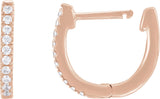 14K Gold Round Lab-Grown Diamond Accented U-Hoop Earrings – 13x12.33mm - Rose Gold - view 6