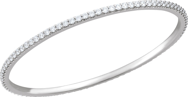 14K Gold Round Natural Diamond Accented Bangle Bracelet – 1.1-2.4mm Stones - White Gold - view 4