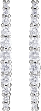 Platinum Round Natural Diamond Accented Bar Earrings II - view 4