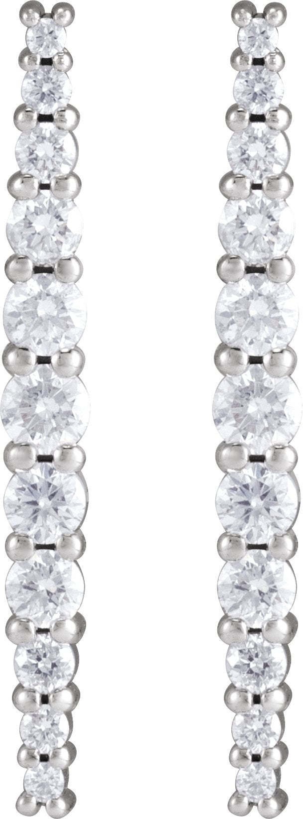 14K Gold Round Lab-Grown Diamond Accented Bar Earrings II - White Gold - view 4