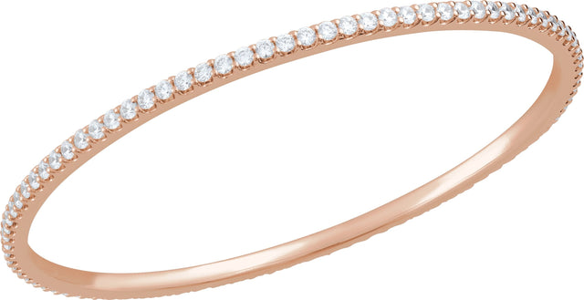 14K Gold Round Natural Diamond Accented Bangle Bracelet – 1.1-2.4mm Stones - Rose Gold - view 4