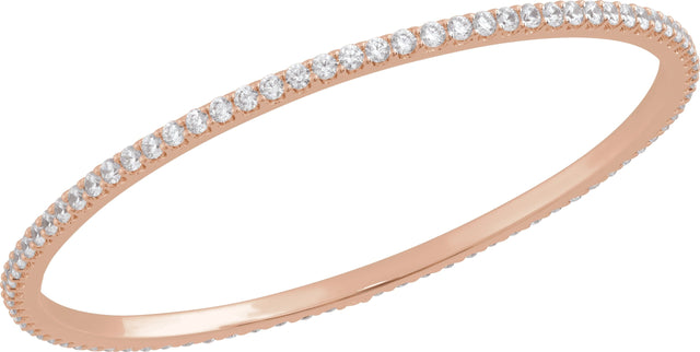14K Gold Round Natural Diamond Accented Bangle Bracelet – 1.1-2.4mm Stones - Rose Gold - view 4
