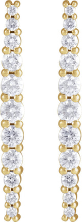 14K Gold Round Natural Diamond Accented Bar Earrings II - Yellow Gold - view 4