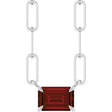 14K Gold Emerald Natural Mozambique Garnet Solitaire Necklace - White Gold