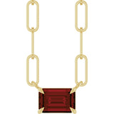 14K Gold Emerald Natural Mozambique Garnet Solitaire Necklace - Yellow Gold