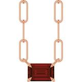 14K Gold Emerald Natural Mozambique Garnet Solitaire Necklace - Rose Gold