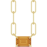 14K Gold Emerald Natural Citrine Solitaire Necklace - Yellow Gold