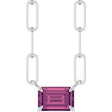 14K Gold Emerald Natural Pink Tourmaline Solitaire Necklace - White Gold