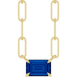 14K Gold Emerald Natural Blue Sapphire Solitaire Necklace - Yellow Gold