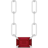 14K Gold Emerald Natural Ruby Solitaire Necklace - White Gold