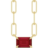 14K Gold Emerald Natural Ruby Solitaire Necklace - Yellow Gold
