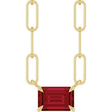 14K Gold Emerald Lab-Grown Ruby Solitaire Necklace - Yellow Gold