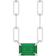 14K Gold Emerald Natural Emerald Solitaire Necklace - White Gold