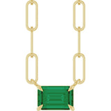 14K Gold Emerald Natural Emerald Solitaire Necklace - Yellow Gold
