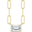 14K Gold Emerald Lab-Grown Diamond Solitaire Necklace - Yellow Gold