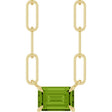 14K Gold Emerald Natural Peridot Solitaire Necklace - Yellow Gold