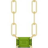 14K Gold Emerald Natural Peridot Solitaire Necklace - Yellow Gold