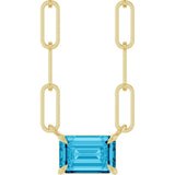 14K Gold Emerald Natural Aquamarine Solitaire Necklace - Yellow Gold