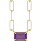 14K Gold Emerald Lab-Grown Alexandrite Solitaire Necklace - Yellow Gold