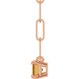 14K Gold Emerald Natural Citrine Solitaire Necklace - Rose Gold - view 3