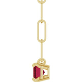 14K Gold Emerald Natural Ruby Solitaire Necklace - Yellow Gold - view 3