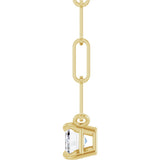 14K Gold Emerald Natural White Sapphire Solitaire Necklace - Yellow Gold - view 3