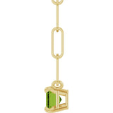 14K Gold Emerald Natural Peridot Solitaire Necklace - Yellow Gold - view 3