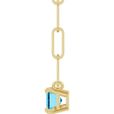 14K Gold Emerald Natural Aquamarine Solitaire Necklace - Yellow Gold - view 3