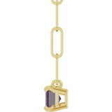 14K Gold Emerald Lab-Grown Alexandrite Solitaire Necklace - Yellow Gold - view 3