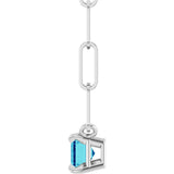 14K Gold Emerald Natural Blue Zircon Solitaire Necklace - White Gold - view 3