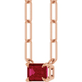 14K Gold Emerald Natural Ruby Solitaire Necklace - Rose Gold - view 2
